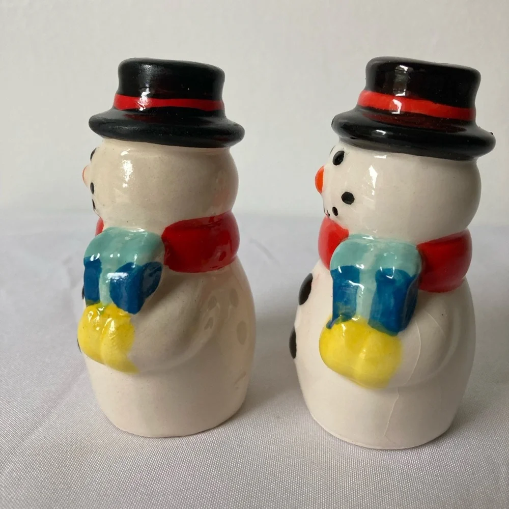 Christmas Salt & Pepper Set Snowmen‎ Snowman Porcelain Greenbrier Int 2.75
